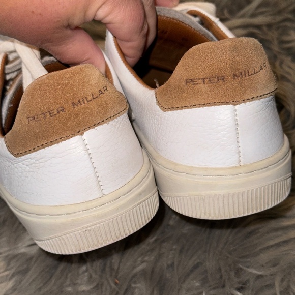 Peter Millar Crown Vantage Pebble Grain Leather Distressed Sneaker Size 8 - Picture 7 of 11